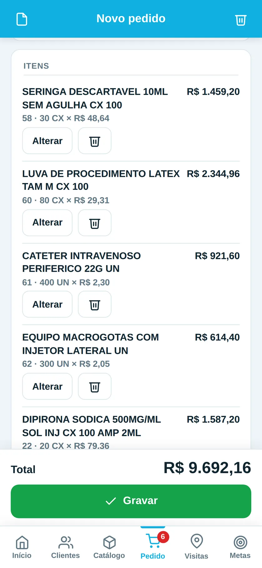 Pedido sendo lançado no KWeb pelo celular
